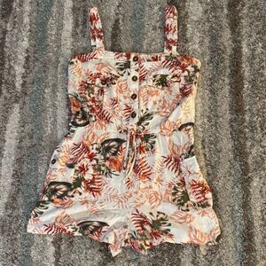 GUESS Tropical Leaves Sleeveless Cargo Romper XL